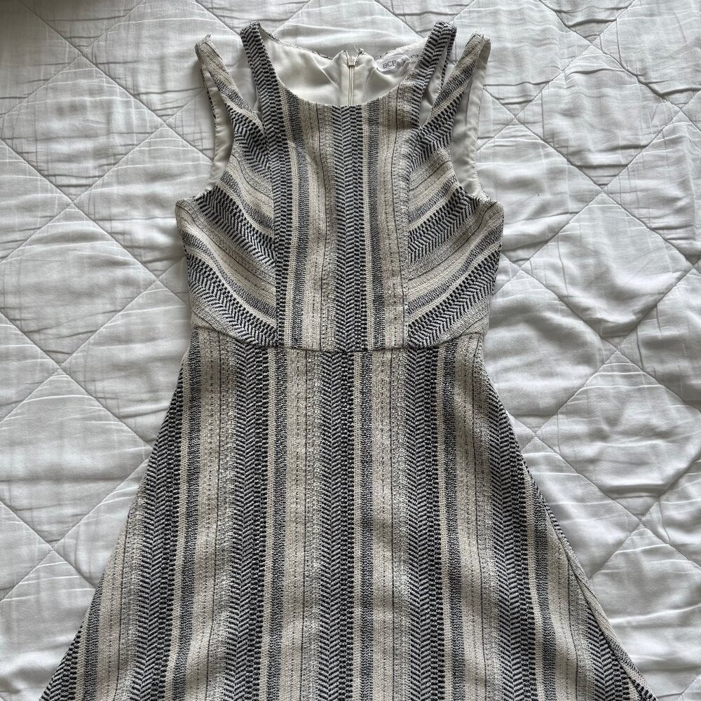 BCBGeneration Black & White Striped Short Length Sleeveless Dress, Women's 0